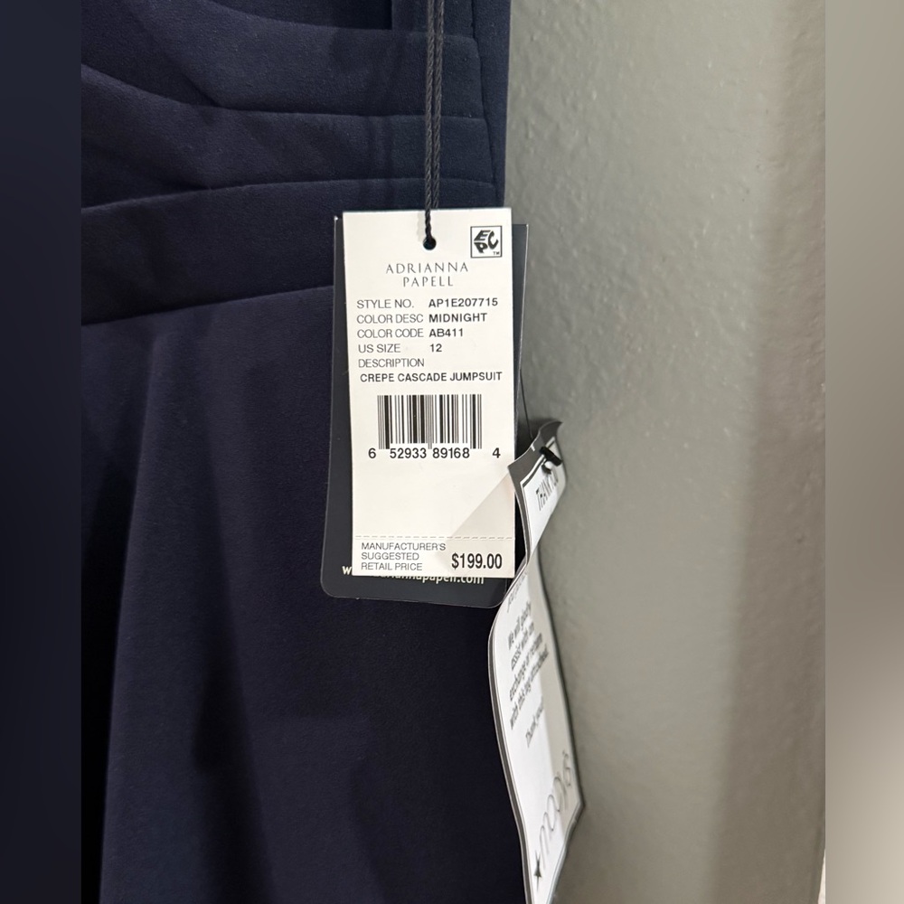 NWT Adrian Papell CREPE CASCADE JUMPSUIT. Size 12 - Picture 4 of 5